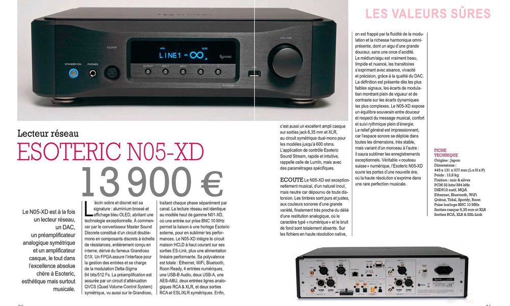 Esoteric N05-XD - Network DAC / Pre-Amp / Headphone-Amp audiófilo