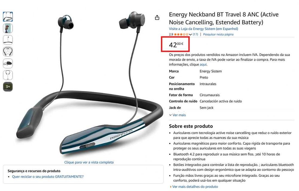Energy Neckband BT Travel 8 ANC (Active Noise Cancelling)