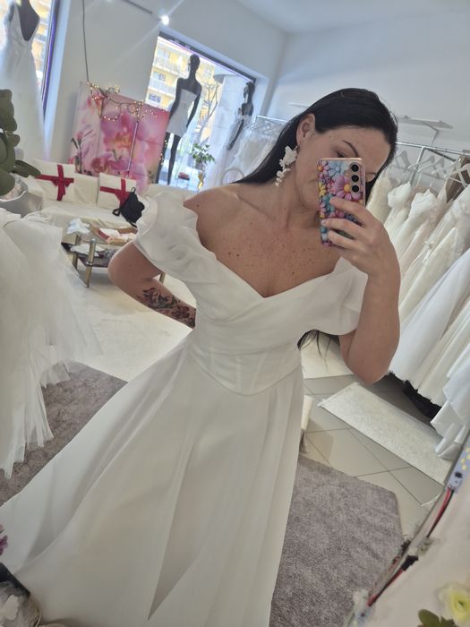 Suknia ślubna dwu częściowa organza 2w1