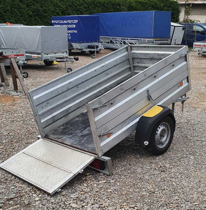 Przyczepa dłużyca 6,1 m długie elementy wynajem wypożyczalnia przyczep