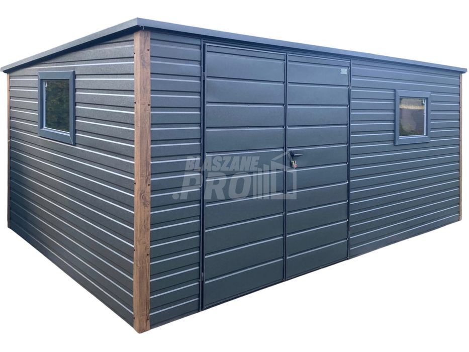 Schowek - domek ogrodowy 5x3m - brama dwuskrzydłowa antracyt   GP651