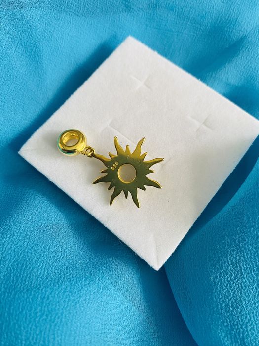 nowa pozłacana zawieszka beads charms antyczne słońce srebro 925