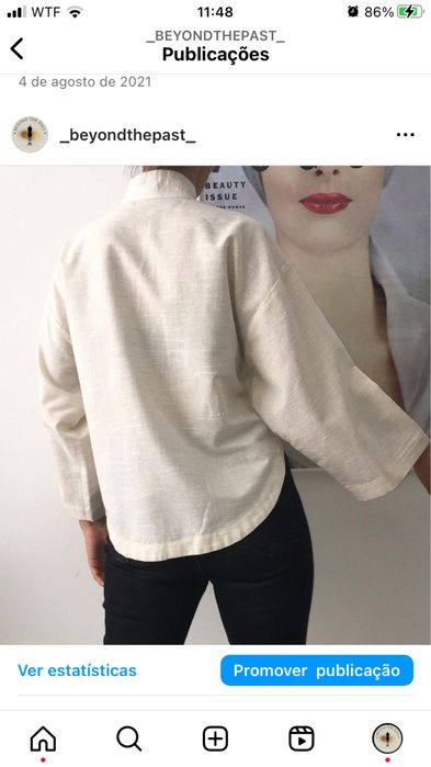 Camisa de linho curta à frente