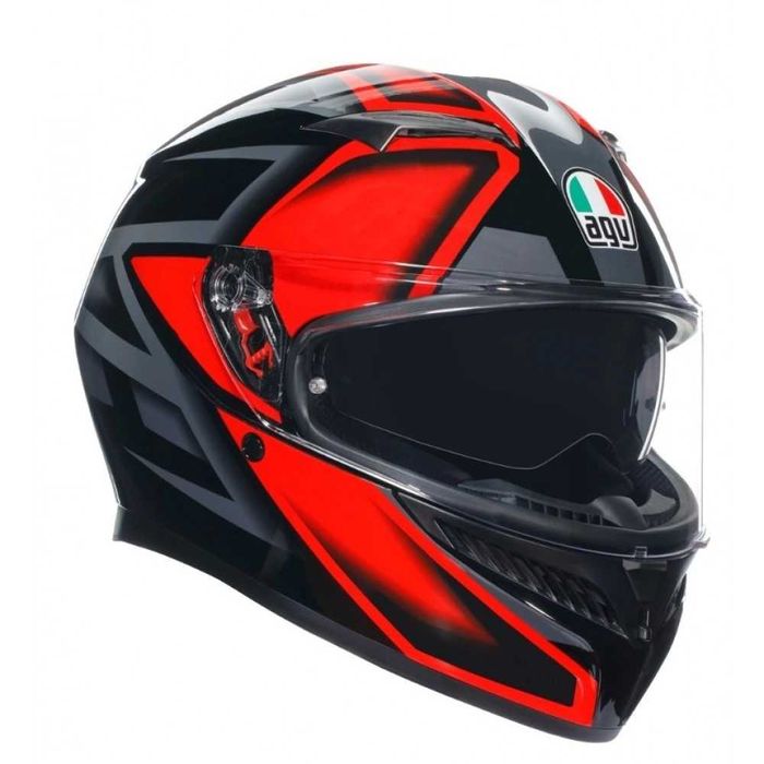 Мотошолом AGV K3 Compound Black-Red | ECE 22.06, Pinlock, візор