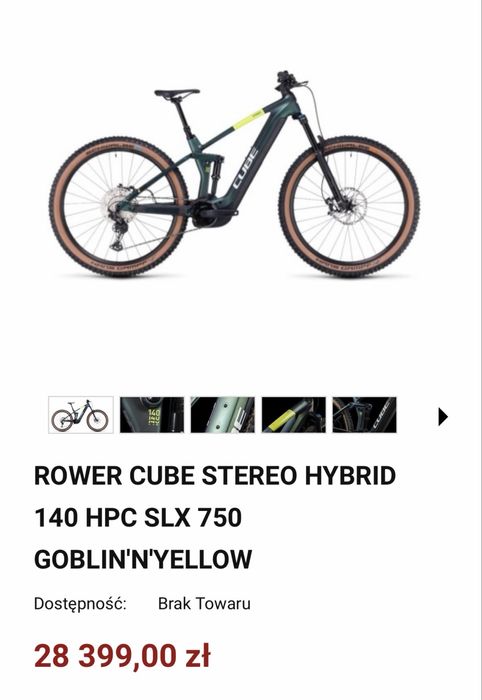 Raty 0%, 12m-cy gwar. CUBE (M) 140 HPC SLX 750Wh, 1700km, 29", [nr402]