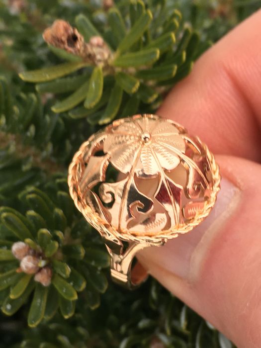 Pierścionek 14k złoto  Piękna kopułka  Cepelia.