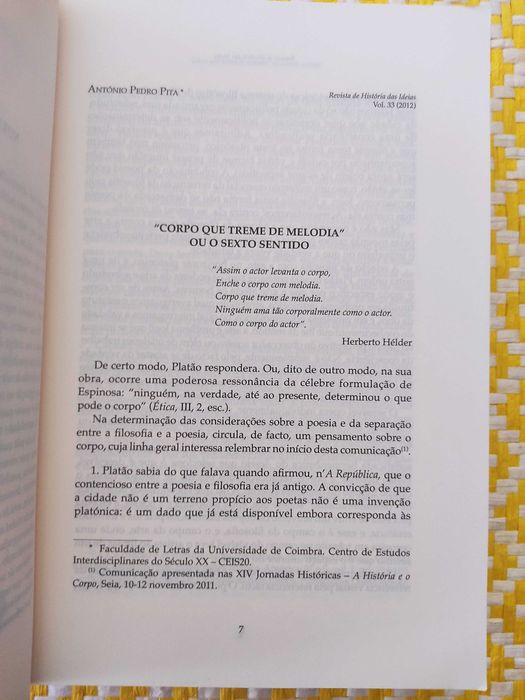 História das Ideias (Revista) – O CORPO
Vol. 33 - 2012