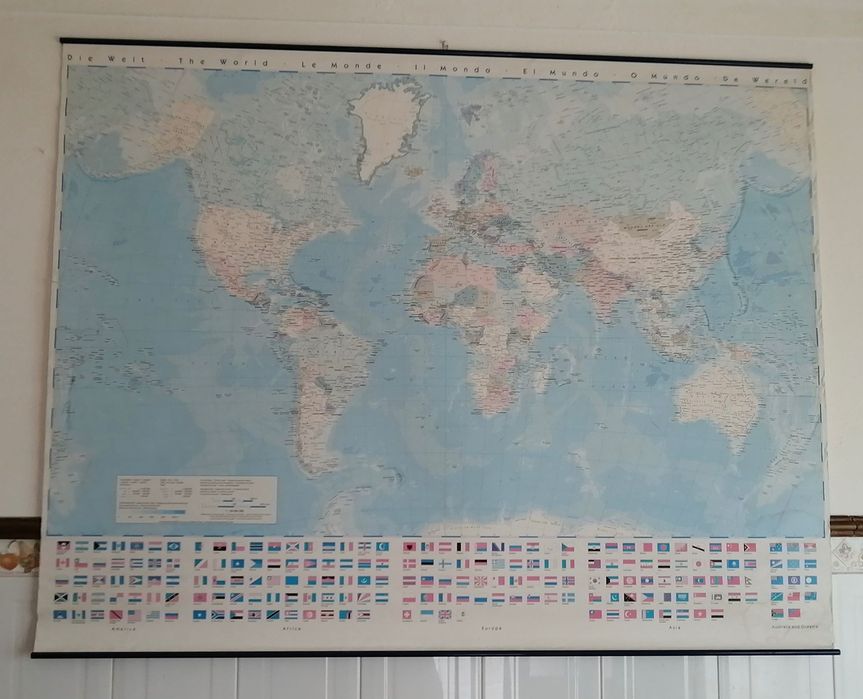 mapa escolar do mundo, papel, bom estado