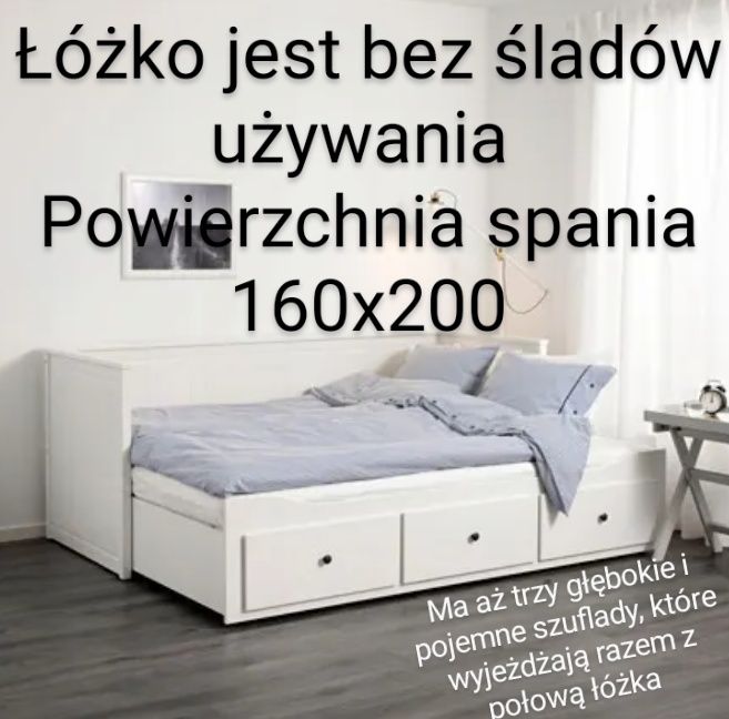 Ikea HEMNES łóżko rozsuwane King size 160x200 materace Moshult
