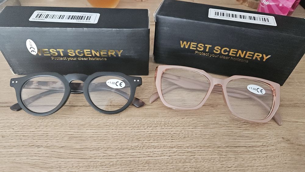 Okulary 4 sztuki do czytania nowe +1 plusy