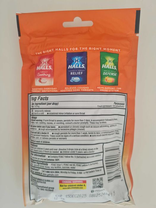 Pastilha Halls para tosse e garganta - Mel - 30 unidades
