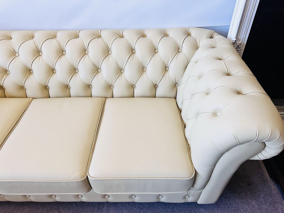JAK NOWA !!! Idealna kanapa chesterfield SKÓRA NATURALNA :)