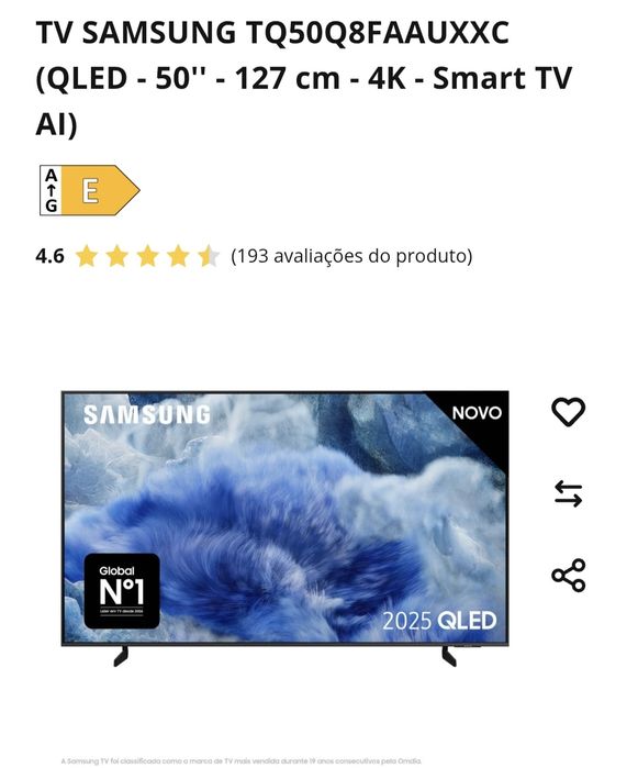 TV Samsung Q8 50 polegadas