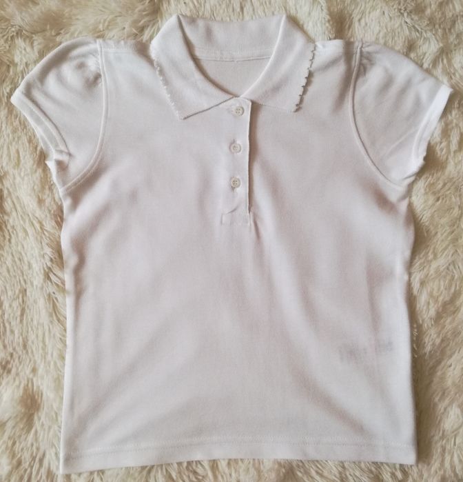 Biała koszulka polo dla dziewczynki, rozmiar 104-110, 4-5 lat IDEAŁ!