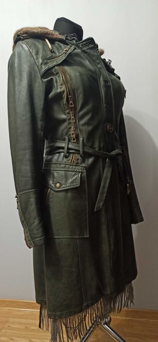 Włoski skórzany płaszcz Delan