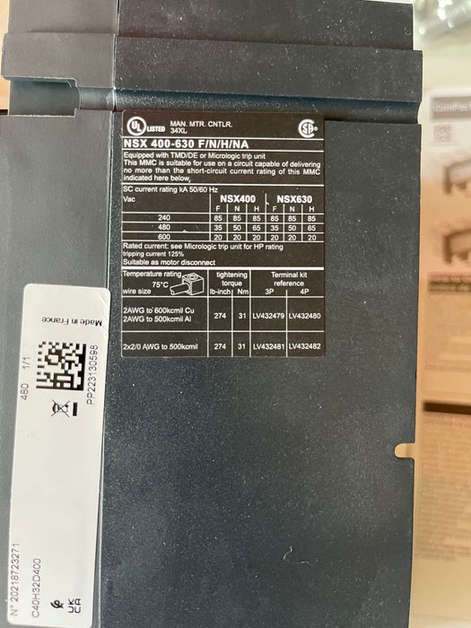 Stycznik Shneider electric NSX400H