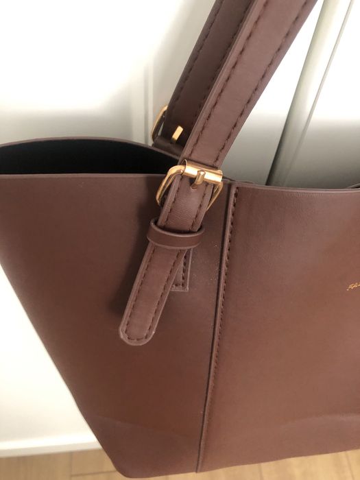 Nowa torba shopper brąz brązowa złote okucia