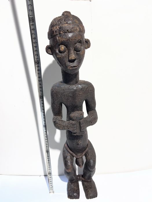 Estátua Tribal Africana em Madeira Sculptée / Escultura Antiga em Madeira ~60cm
