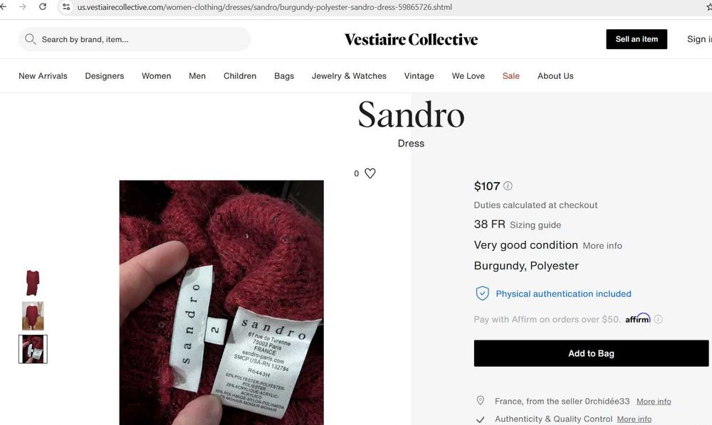 Sandro, оригінал  плаття   М/L