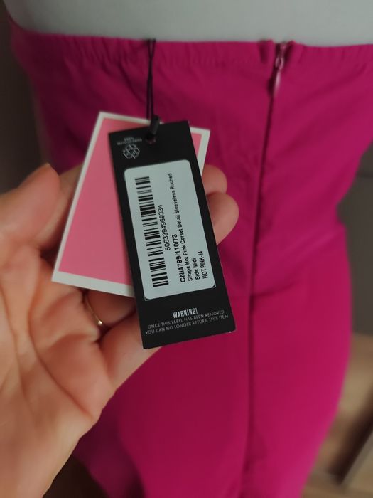 Różowa sukienka gorsetowa z marszczeniem r.42