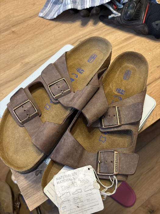 Męskie klapki Birkenstock 43 brazowe z metką
