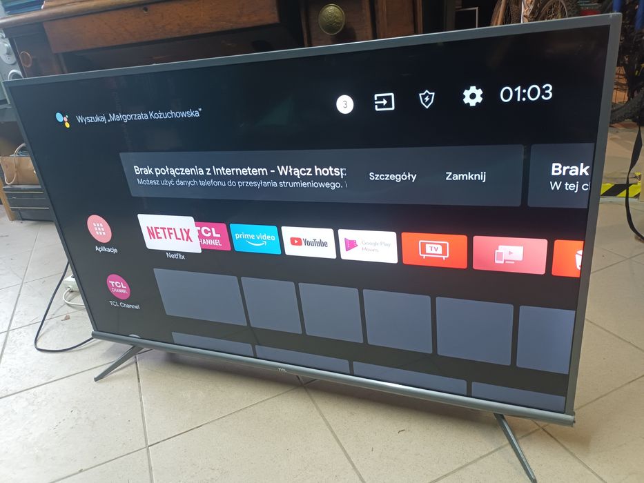 Telewizor TCL 43EP660 43 całe android DVBT2 uszkodzony