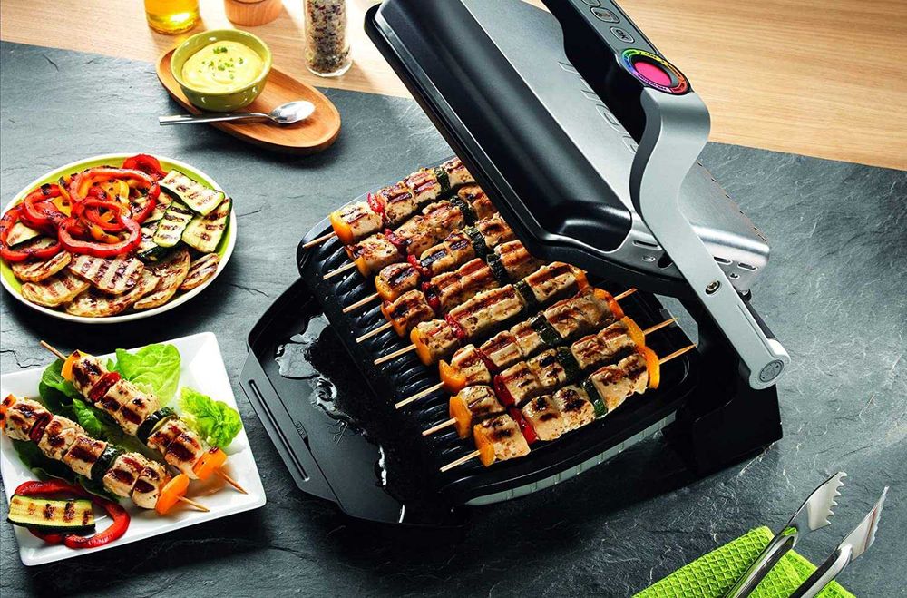 гриль контактний Tefal gc712d12 OptiGrill + сірий/чорний