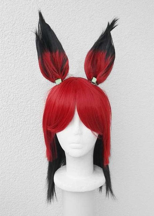 Czerwona peruka z uszami cosplay czerwony wig Alastor Hazbin Hotel