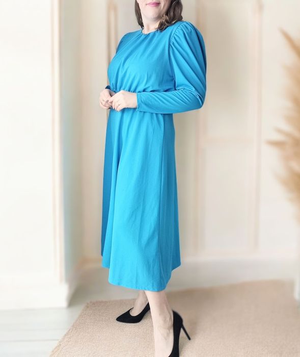 Sukienka koktajlowa wizytowa ślub wesele turkusowa plus size 44