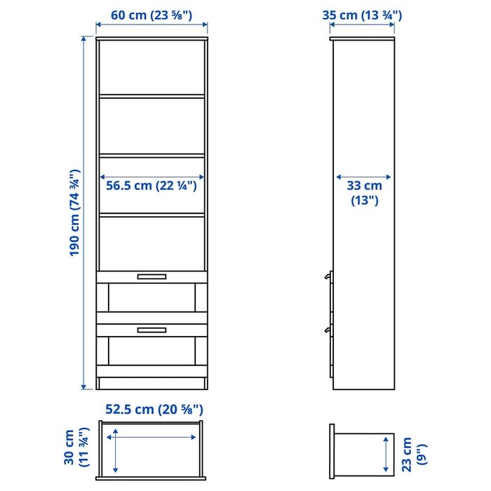 BRIMNES Estante, branco 60x190cm