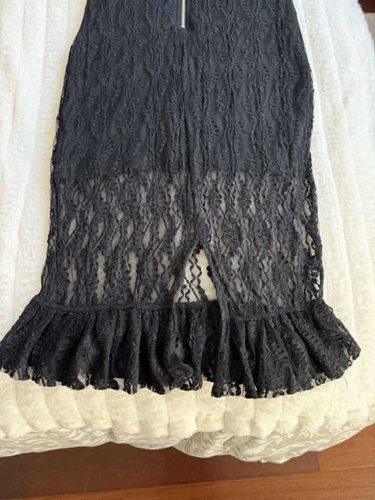 Vestido festa renda preto com transparencias tamanho M