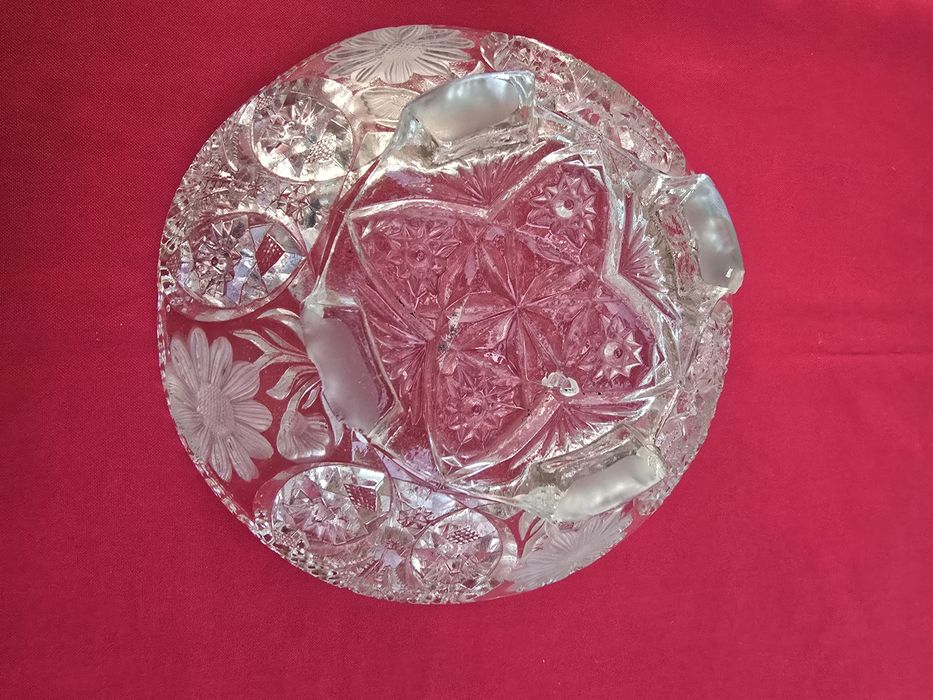 Taça e prato muito antigo vidro soprado