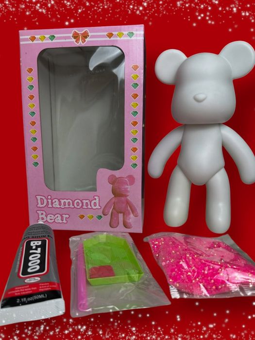 Алмазна мозаїка Ведмедик 5D 18 см  для декорування стразами