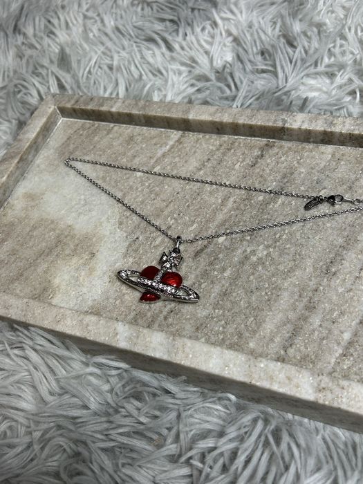 Vivienne Westwood Red Heart Saturn Necklace кулон підвіска