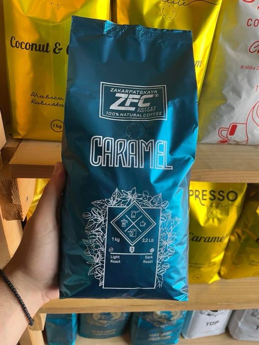 Ароматизована кава в зернах ЗФК Карамель 1кг / кава ZFC Caramel