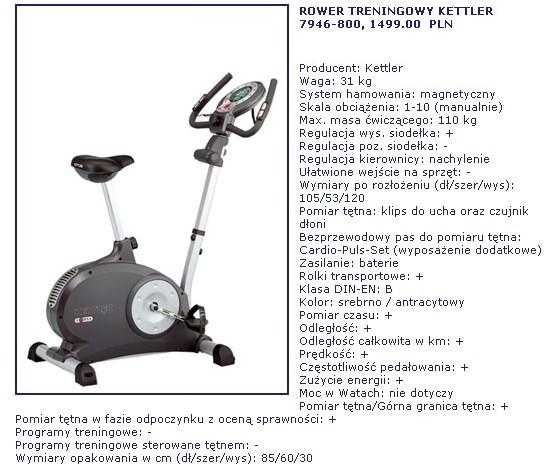 Niemiecki ROWER magnetyczny KETTLER CORSA + sensory PULSU !
