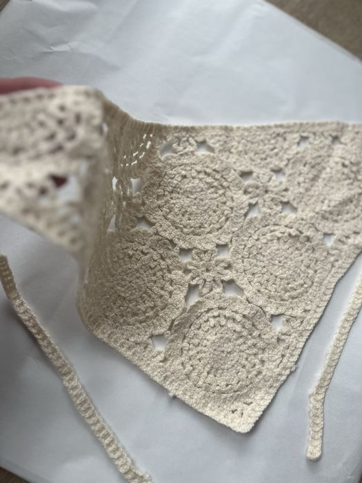 Ażurowa boho chusta na głowę ażurowy szalik do włosów