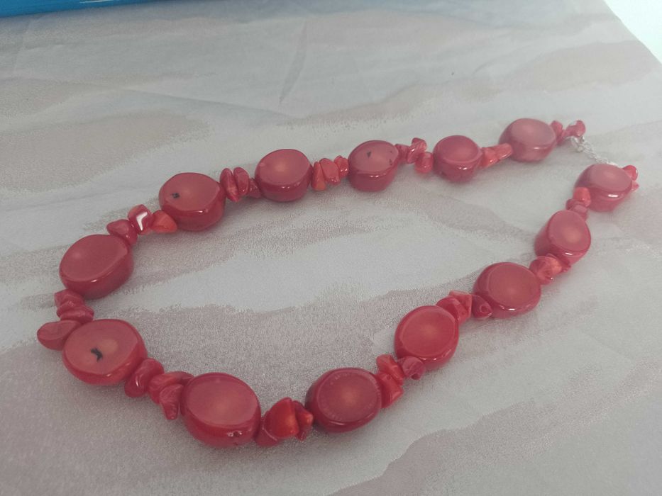 Koral naturalny czerwony sznur srebro925 naszyjnik 1