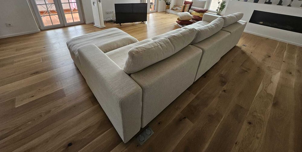 SOFA 4 MODULOS BEGE KINDA PARA 6 PESSOAS - 326 CM COMPRIMENTO
