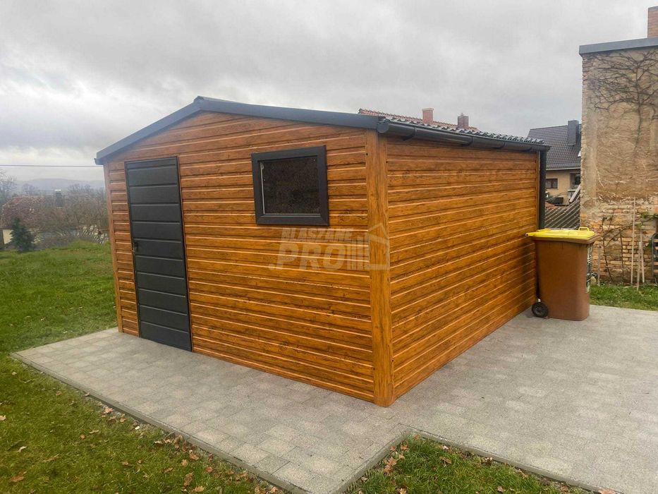 Schowekogrodowy 4x4m okno rynny  Blachodachówka dach dwuspadowy GP529