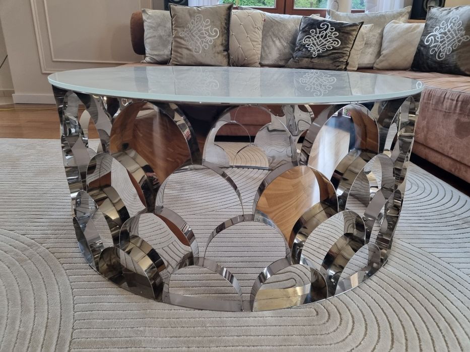 Srebrny stolik 100cm średnicy