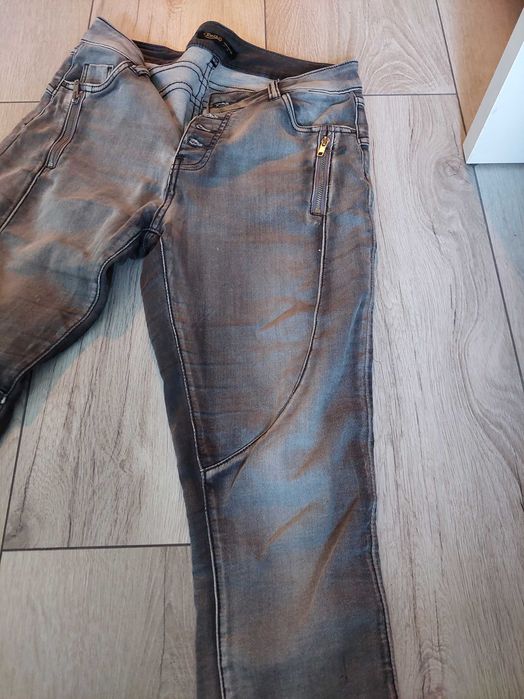 Spodnie jeansowe damskie toxik szare zwężane rozciągliwe rozmiar 38