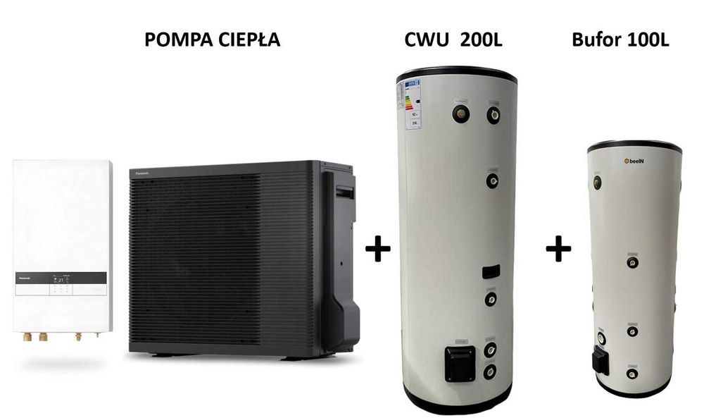 Pompa ciepła Panasonic Aquarea 7kW, Seria L, model R290 + 200L + 100L