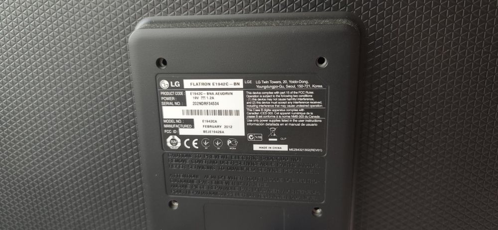 Monitor LG Flatron 19" E1942C-BN