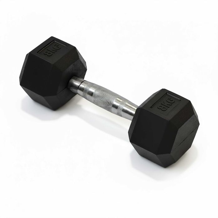 Hantla hantle hex żeliwny do ćwiczeń gumowany żeliwo 8kg powlekane