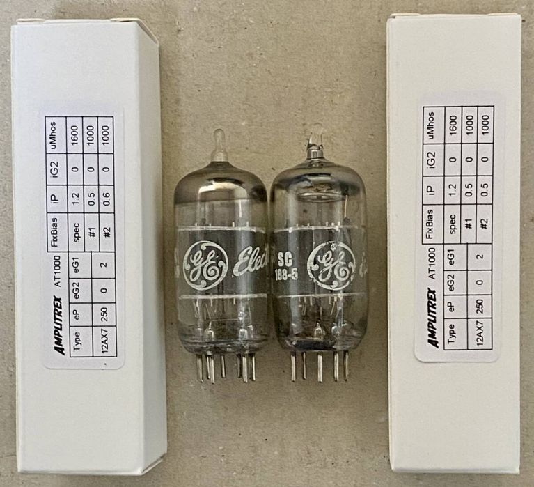 12AX7 / ECC83 GE testowane dobrana para lampy elektronowe