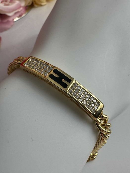 Bransoletka 19 cm elegancka szeroka złota stal nierdzewna b749