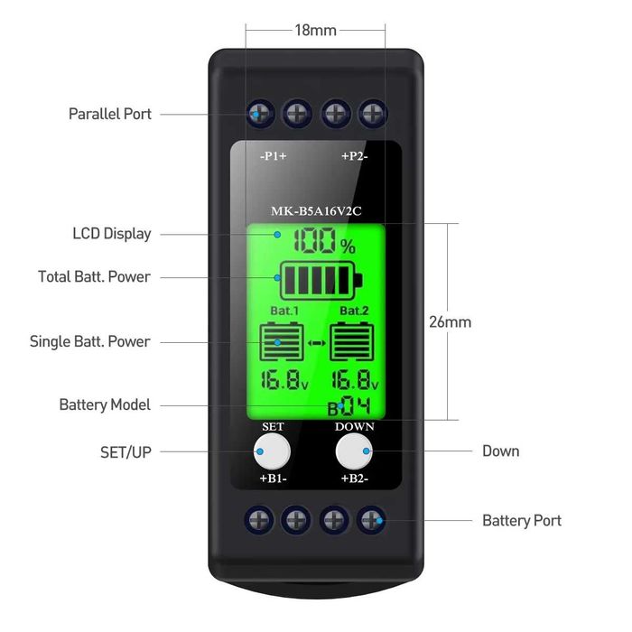 Балансир акумуляторів OSTARYER MK-B5A16V2C 6–16V 5A активний LCD