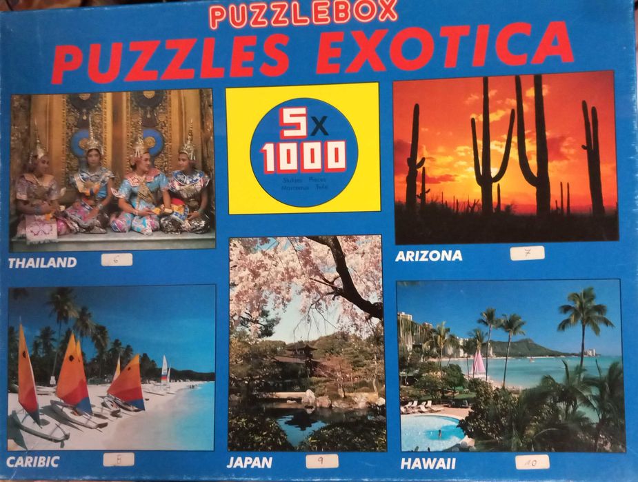 Puzzles 5x1000 peças - completos