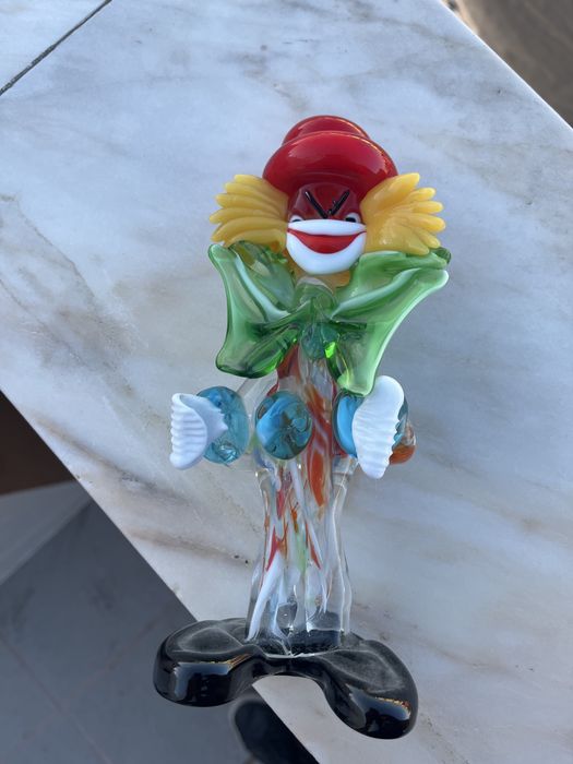 Escultura de Palhaço de Cristal Murano